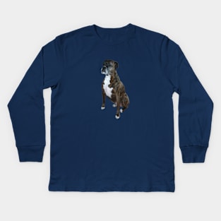 A Handsome Brindle Boxer - Just the Dog Kids Long Sleeve T-Shirt